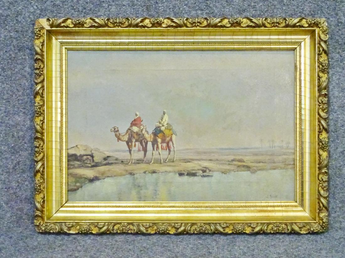 J C FRISCH ORIENTALIST OIL PAINTING ON CANVAS (1 of 7)
