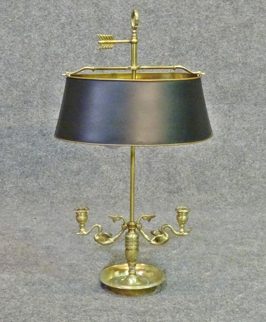 BRASS FIGURAL TOLE SHADE LAMP (1 of 8)