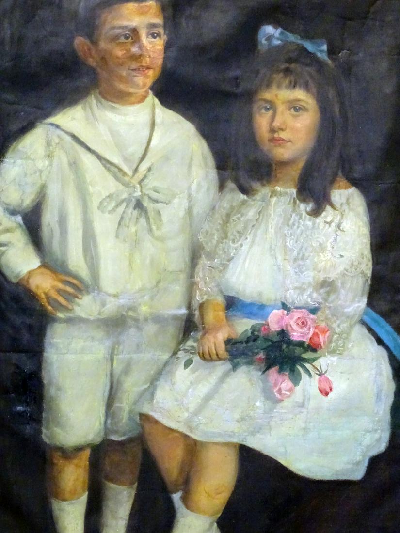 OIL ON CANVAS PORTRAIT YOUNG BOY & GIRL (1 of 12)