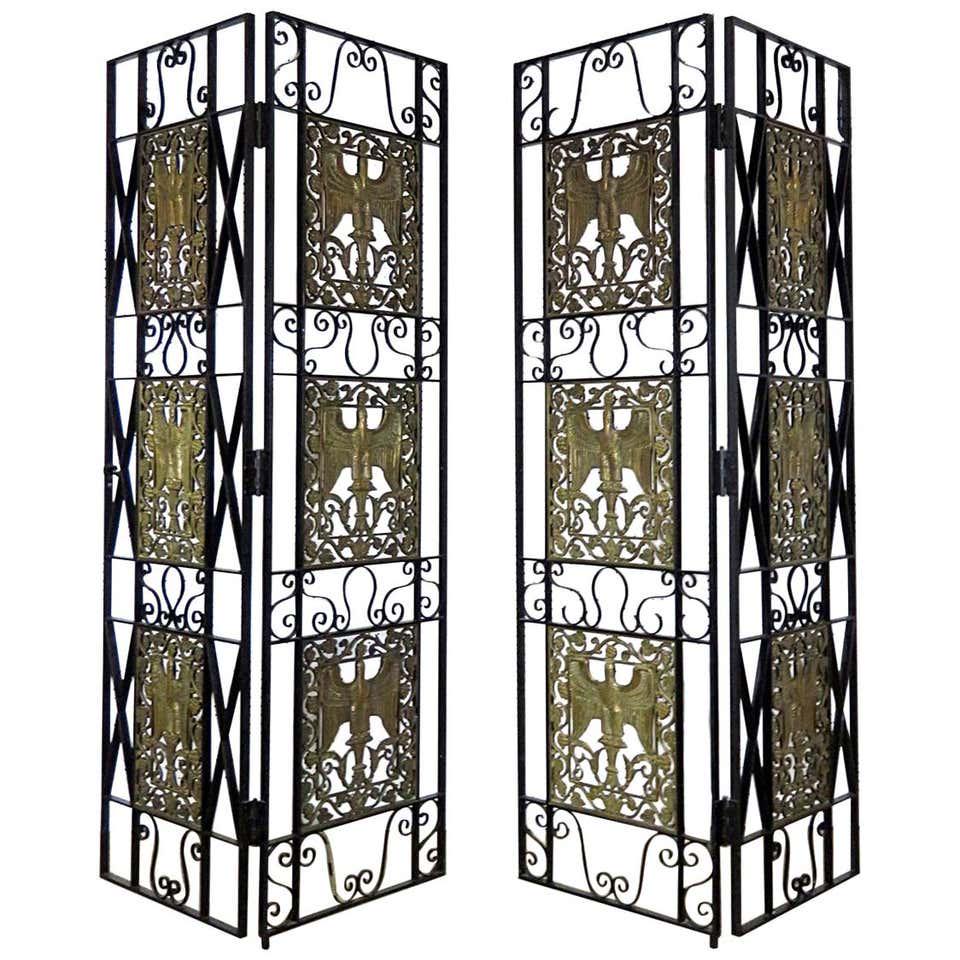 PR ART DECO WROUGHT IRON & BRONZED DIVIDER PANELS (1 of 6)