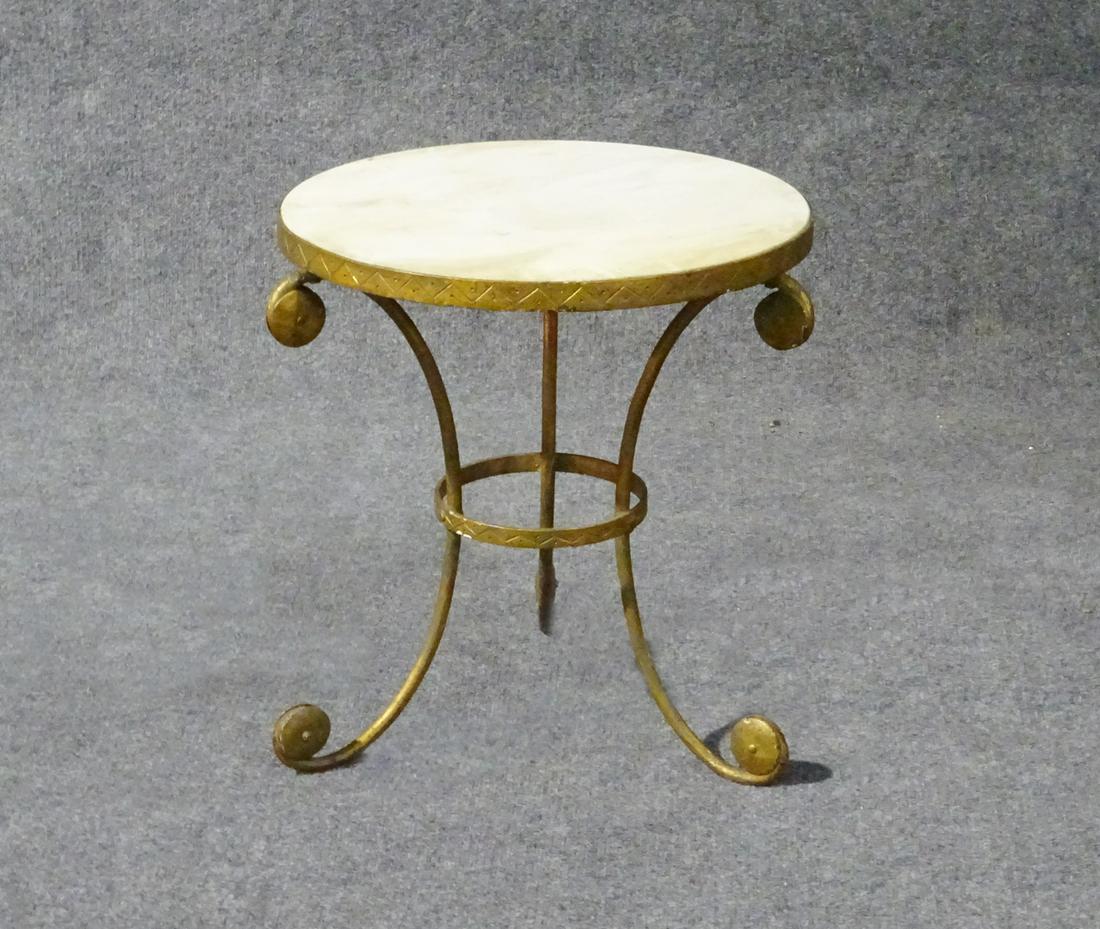 GILDED METAL MARBLE TOP GUERIDON (1 of 6)