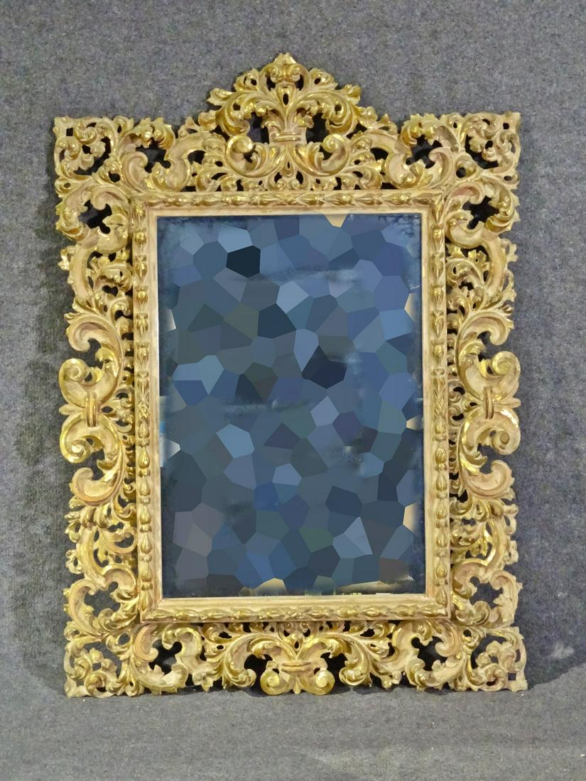 ANTIQUE WOOD CARVED MIRROR (1 of 7)