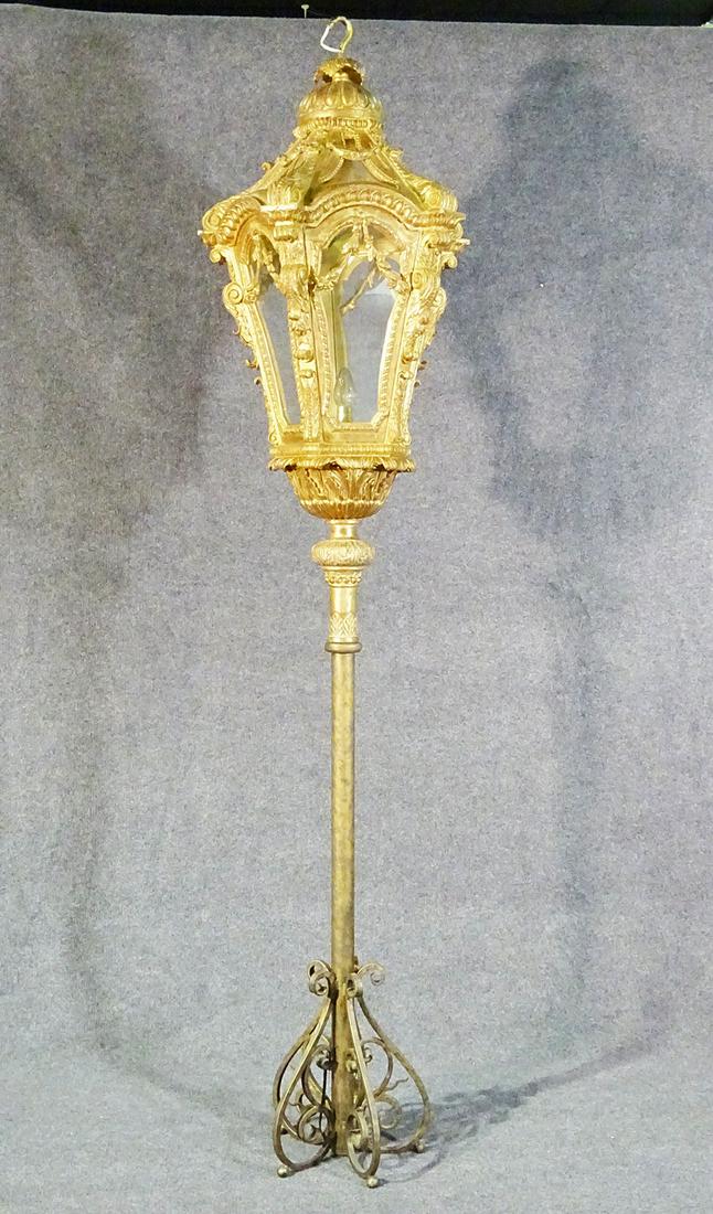 METAL & GILT WOOD DECORATED LAMP POST (1 of 13)