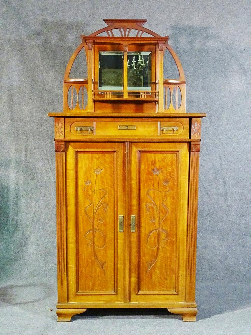 ART NOUVEAU 2 PC CARVED CABINET (1 of 11)