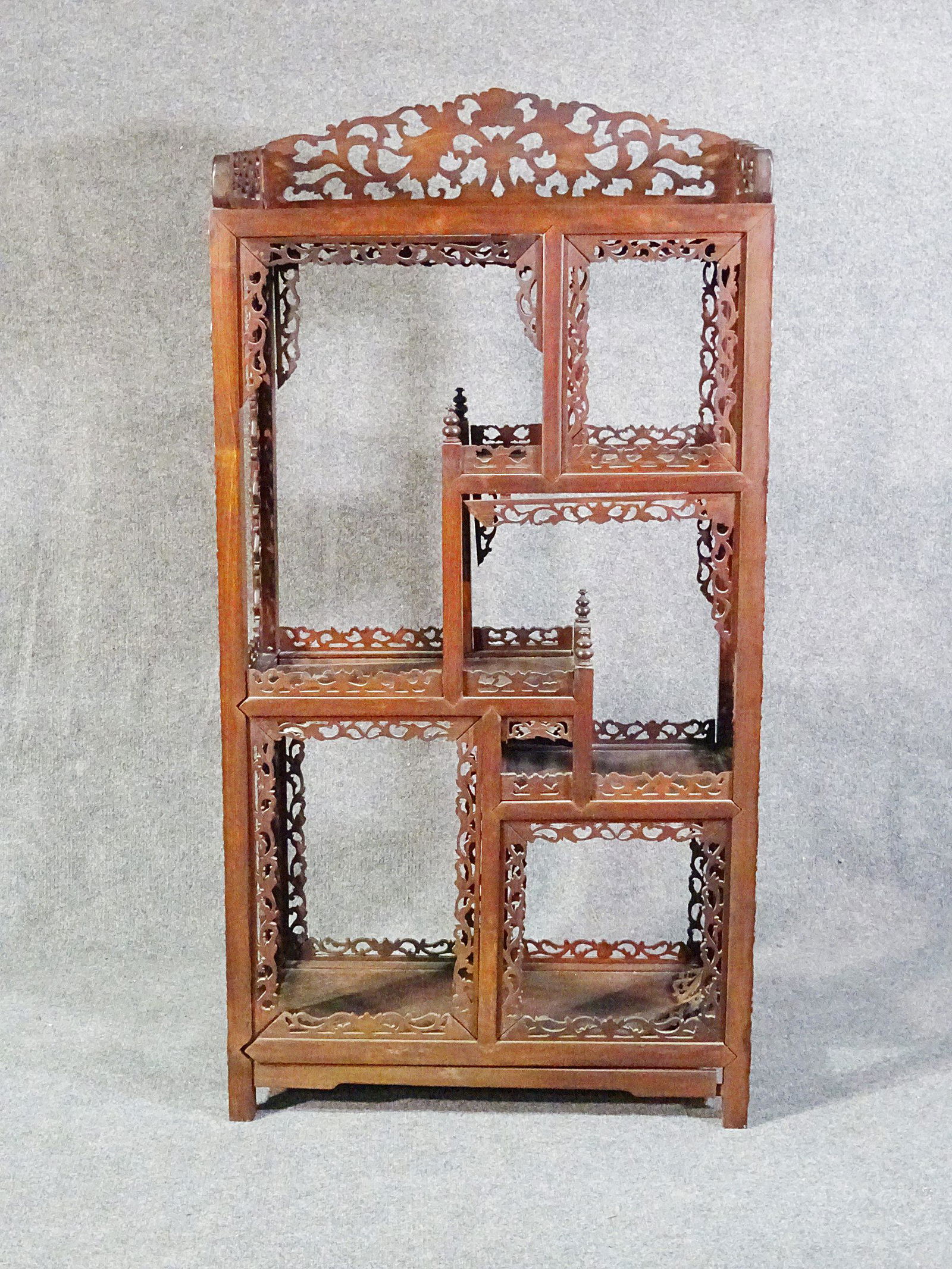 CARVED HARDWOOD ASIAN ETAGERE (1 of 11)