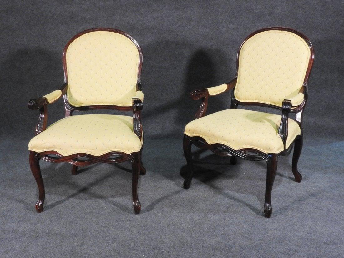 PAIR ANTIQUE CARVED ARMCHAIRS (1 of 6)