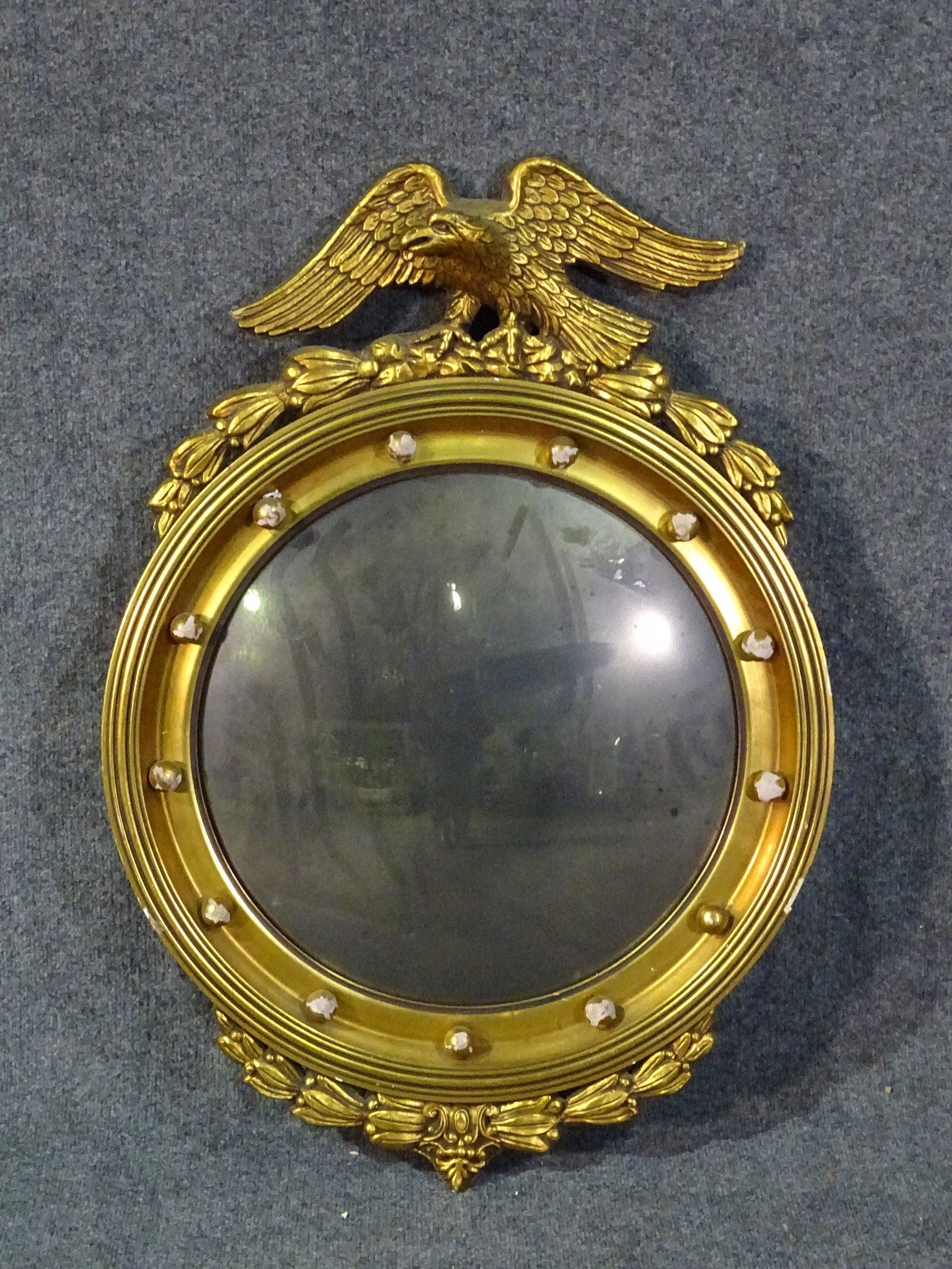GILT CARVED EAGLE BULLS EYE MIRROR (1 of 7)