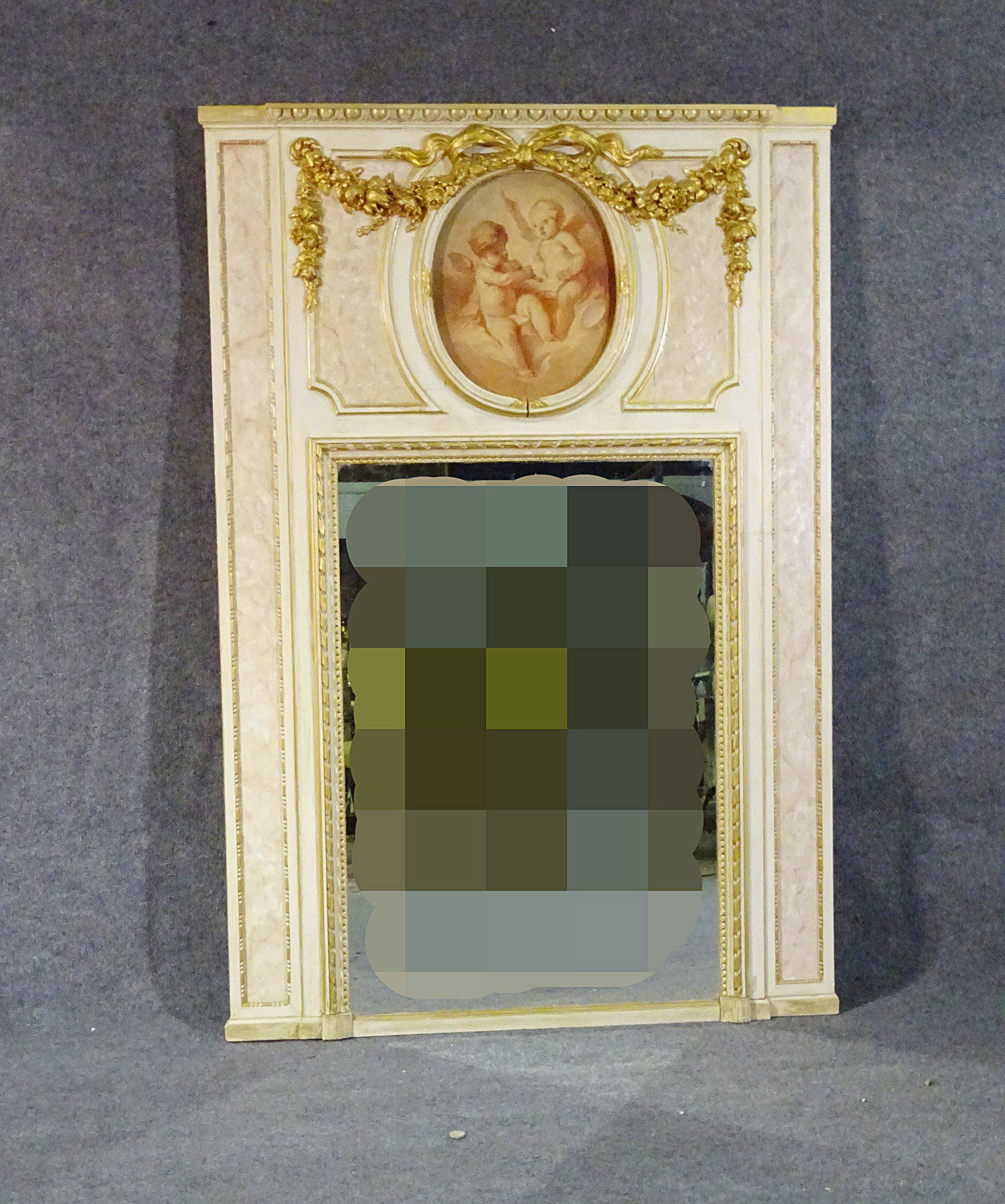 FRENCH GILT DECORATED TRUMEAU MIRROR (1 of 8)
