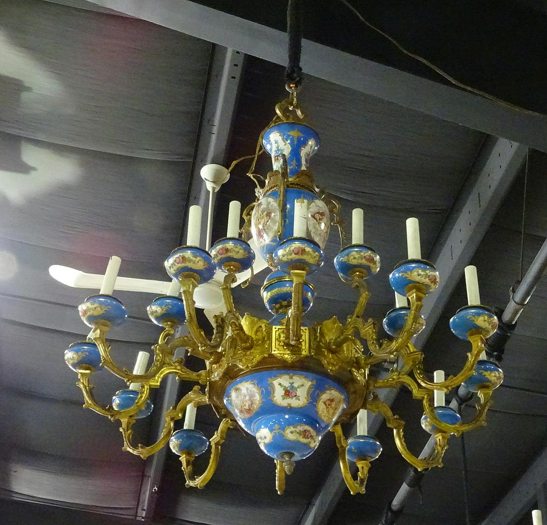 FRENCH SEVRES STYLE BRONZE CHANDELIER (1 of 7)