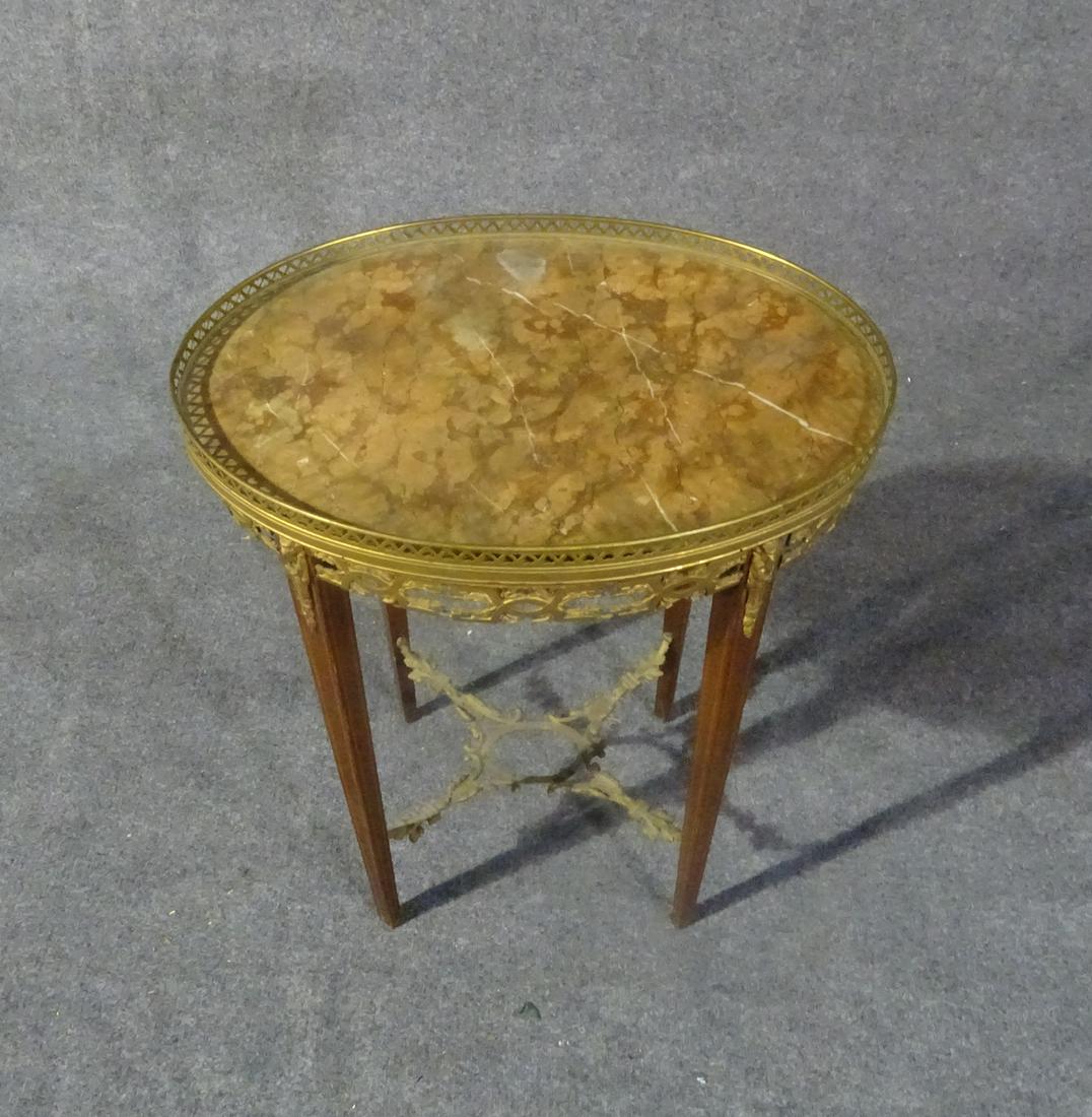 MARBLE TOP BRONZE ORMOLU INLAID GUERIDON (1 of 5)