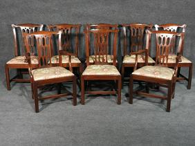 8 ANTQUE AMERICAN CHIPPENDALE STYLE CHAIRS (1 of 3)