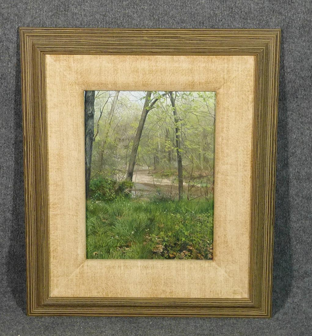 ROBERT SEUFERT OIL PAINTING MAY STREAM: Oil on canvas. Signed lower left. Wood frame. Image measures 15 1/2" h x 11 1/2" w. Framed measures 26 1/2" h x 22 1/2" w.
