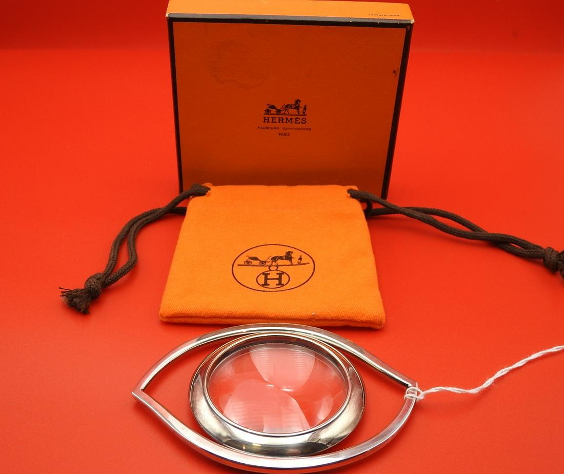 HERMES SILVERPLATED CLEOPATRA MAGNIFYING GLASS.: Silver plated.