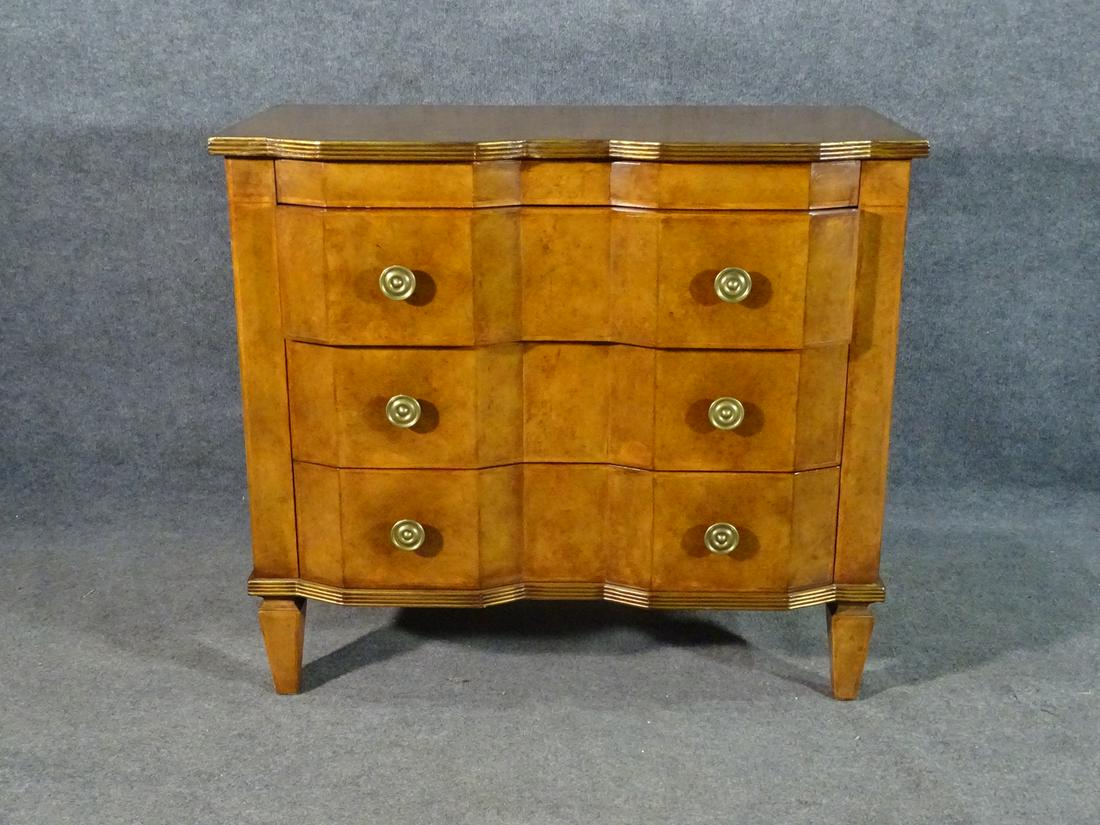 JONATHAN RICHARDS 3 DRAWER CHEST: 3 dovetailed drawers. Metal hardware. Gilt painted accents. 35 1/2" h x 40" w x 20 3/4" d.