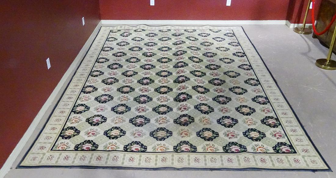 MULTI COLORED NEEDLE POINT FLORAL RUG: Multicolored. 159" x 115".