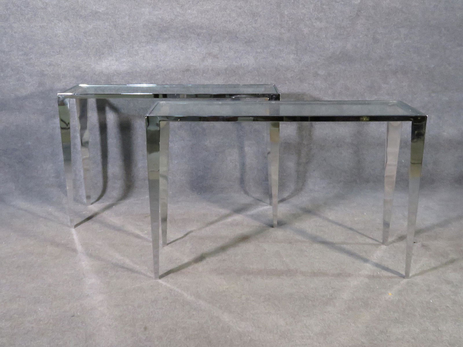 PAIR attr MILO BAUGHMAN TAPERED LEG CHROME CONSOLE (1 of 7)