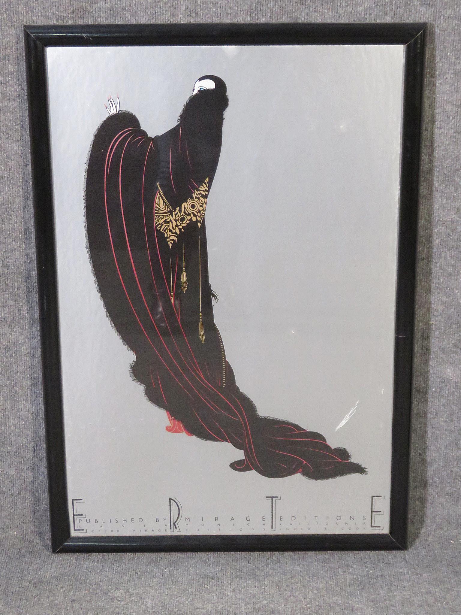 SIGNED ERTE POSTER LADY IN BLACK CAPE (1 of 7)