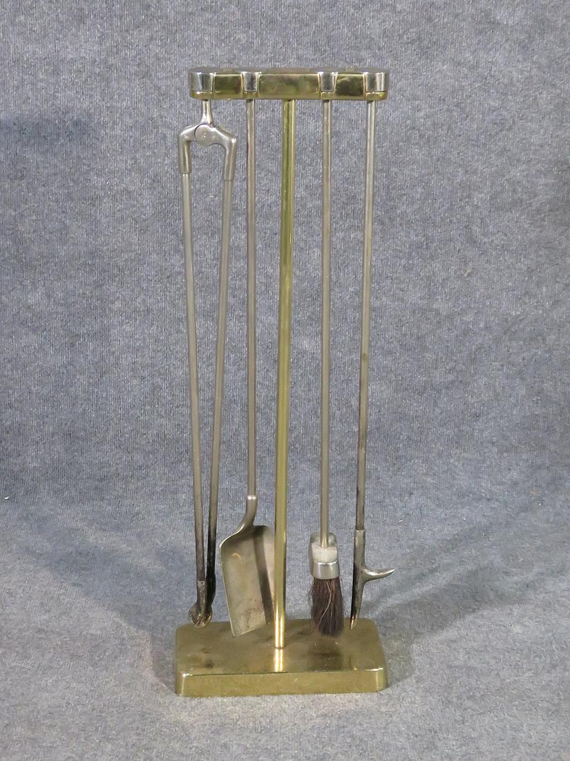 BRASS & CHROME FIRE PLACE TOOL SET (1 of 9)