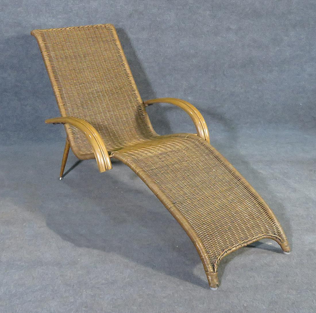 ITALIAN DESIGN BAMBOO & WICKER CHAISE LOUNGE (1 of 8)