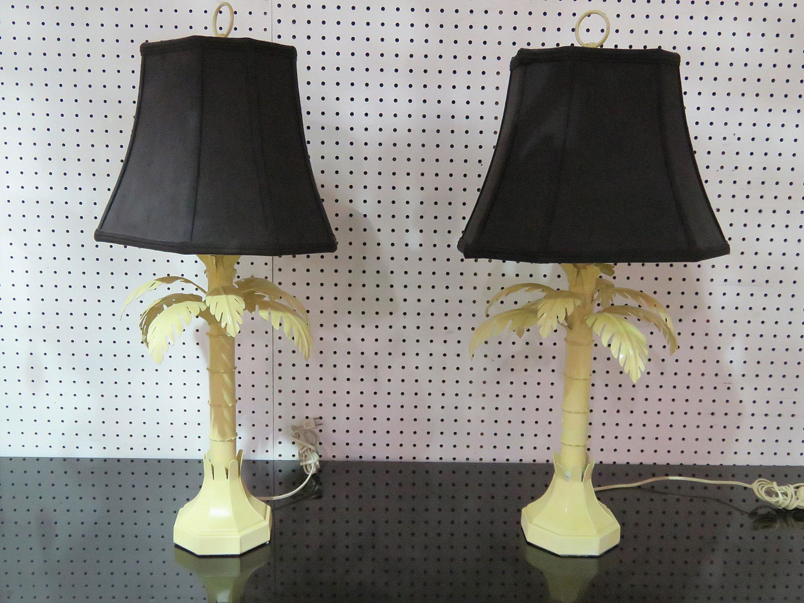 PAIR PALMTREE FORM METAL LAMPS (1 of 6)