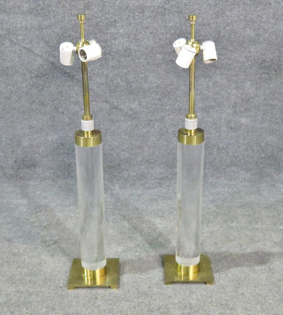 PAIR GABREILLA CRESPI STYLE  BRASS & LUCITE TABLE LAMPS (1 of 9)