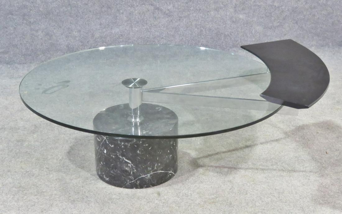 MARBLE & GLASS SWIVEL COFFEE TABLE (1 of 9)