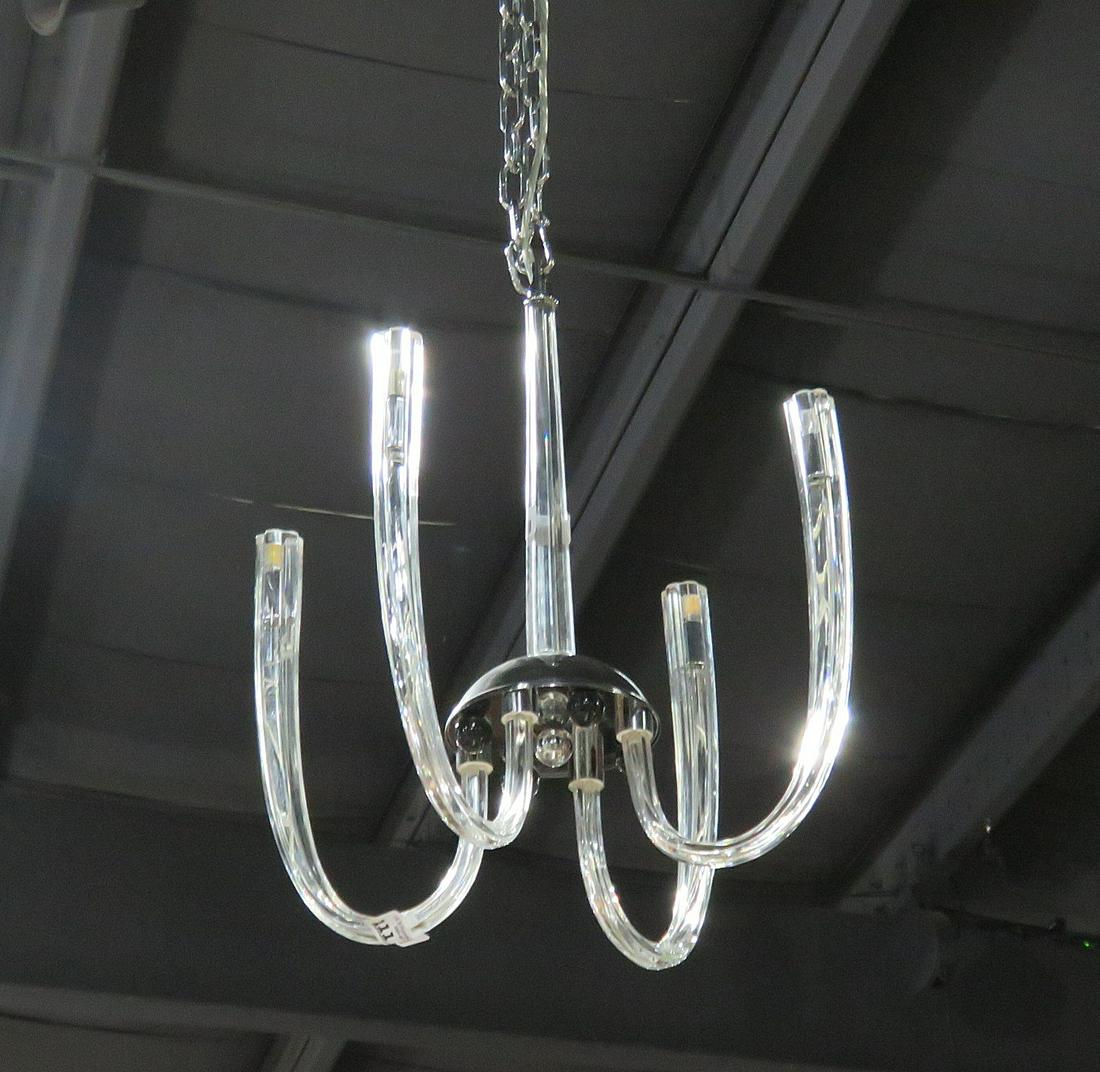 MID CENTURY MODERN GLASS & CHROME CHANDELIER (1 of 6)