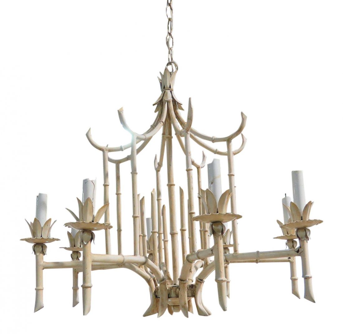 FAUX BAMBOO METAL CHANDELIER (1 of 7)