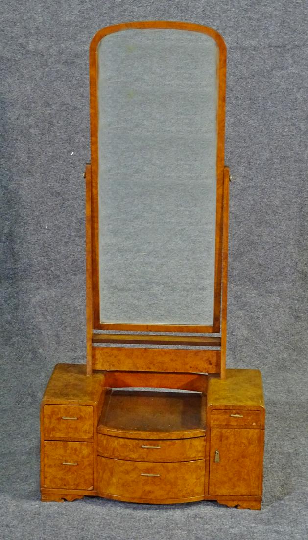 BURL WALNUT TABLE TOP VANITY W MIRROR (1 of 8)