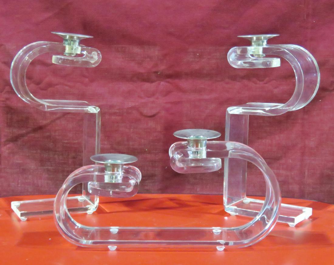 3 LUCITE DOROTHY THORPE STYLE CANDLEHOLDERS (1 of 8)