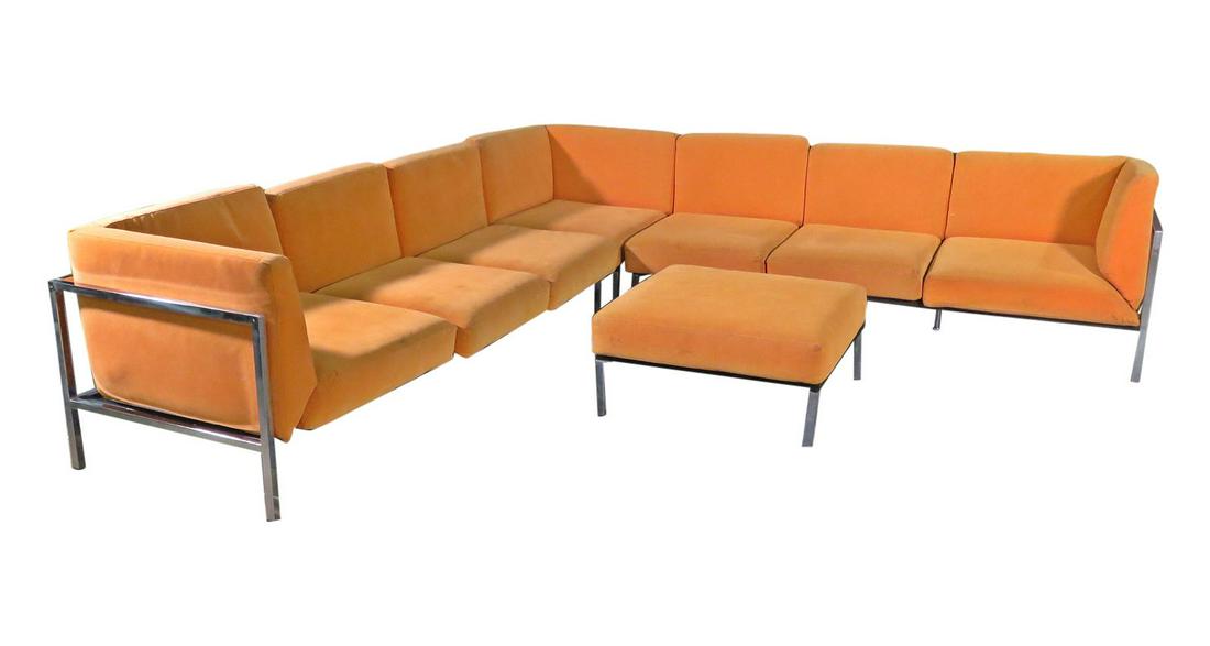 MILO BAUGHMAN STYLE FLAT BAR 4 PC SECTIONAL SOFA (1 of 14)