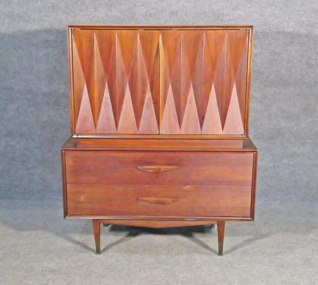 ALBERT PARVIN ATTRIBUTED WALNUT DIAMOND TALL DRESSER (1 of 6)