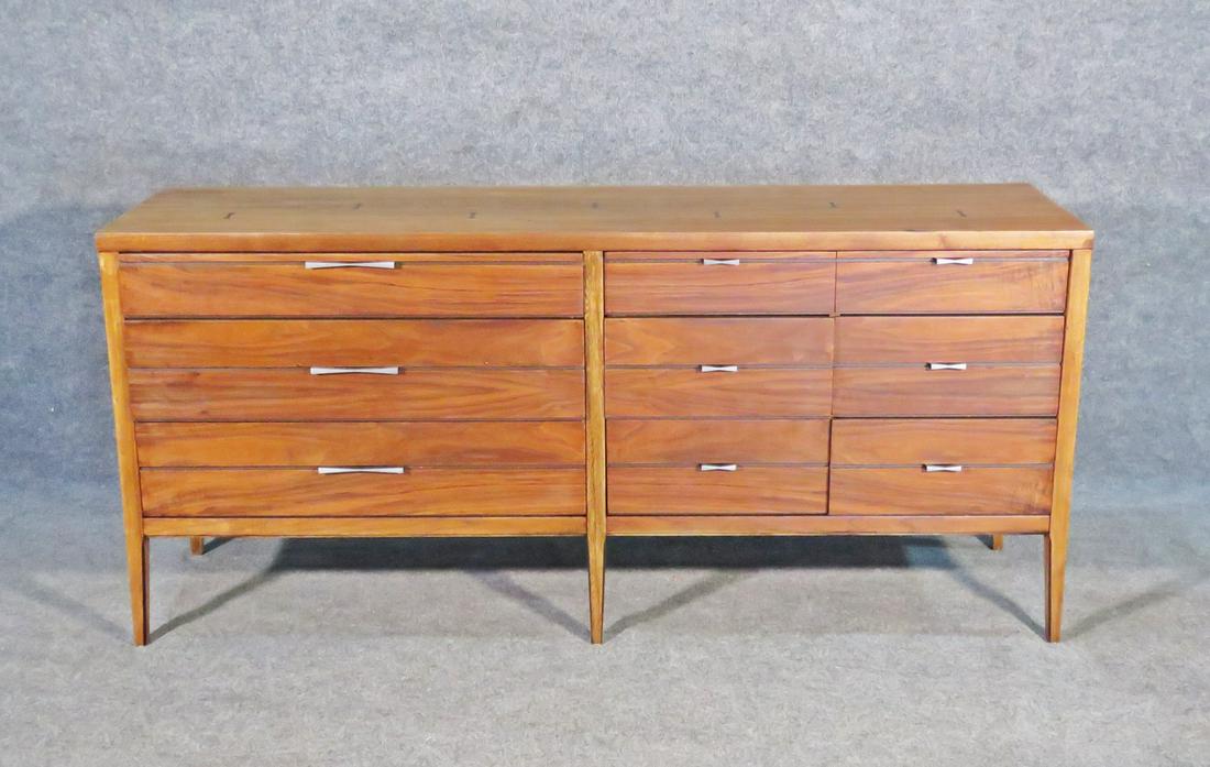 LANE TUXEDO WALNUT & ROSEWOOD LONG DRESSER (1 of 10)