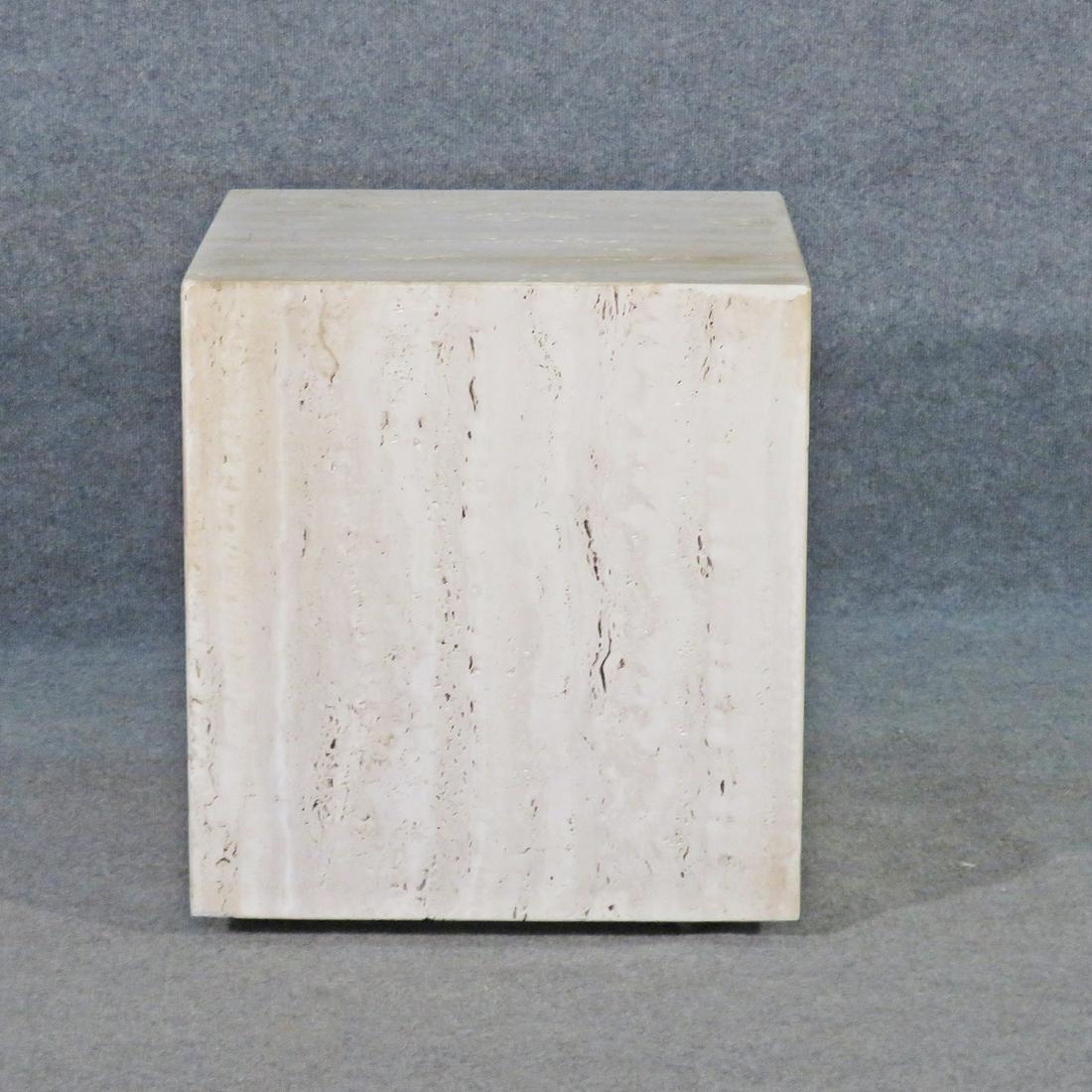 ITALIAN TRAVERTINE MARBLE CUBE TABLE (1 of 7)