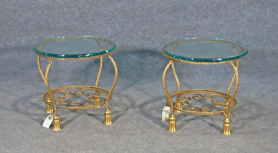 PAIR ITALIAN NAPOLEONIC STYLE  GLASS TOP TABLES (1 of 10)