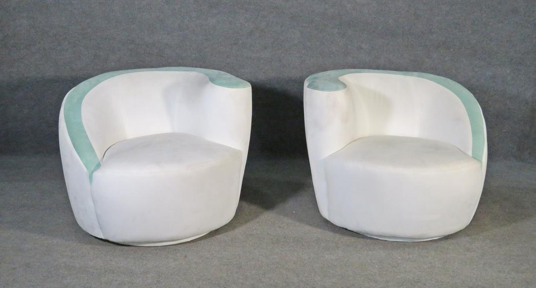 PAIR KAGAN STYLE NAUTILUS LOUNGE CHAIRS (1 of 7)