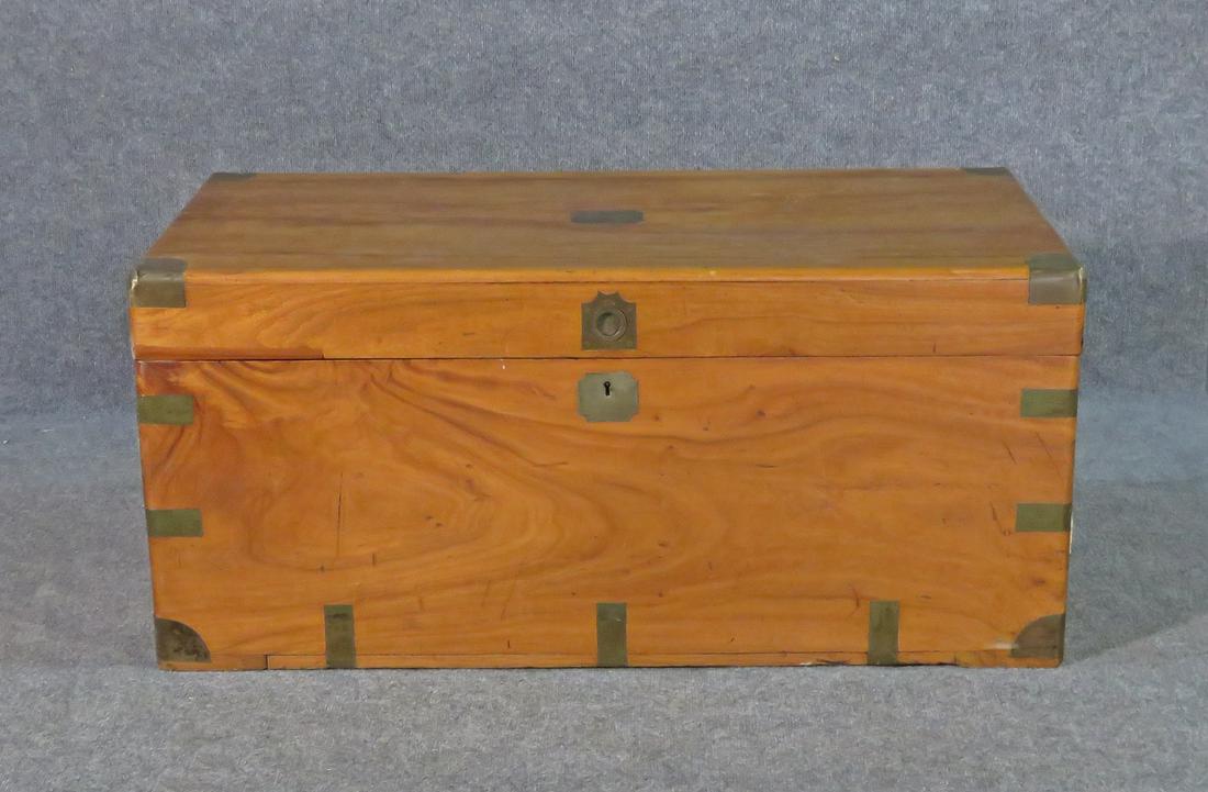 ANTIQUE CAMPHOR WOOD CAMPAIGN STYLE CHEST (1 of 8)
