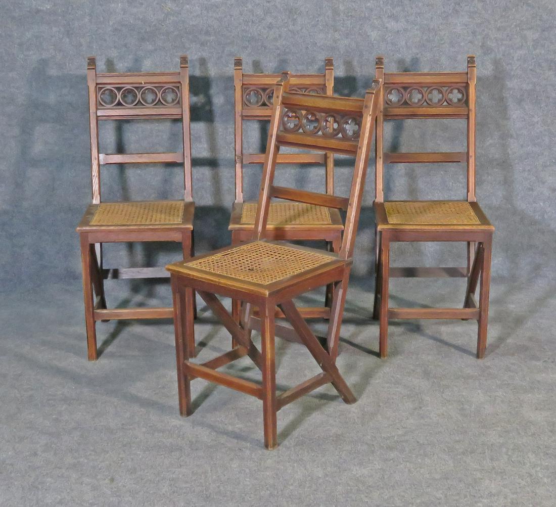4 GOTHIC OAK CHAIRS (1 of 8)