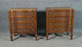 PAIR FRENCH WALNUT 4 DRAWER COMMODES (1 of 10)