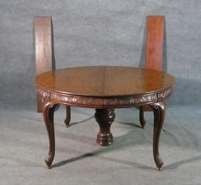 ANTIQUE OAK CARVED DINING TABLE (1 of 12)