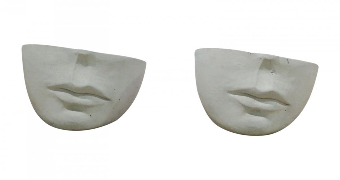 PAIR CONCRETE FACE PLANTERS (1 of 10)