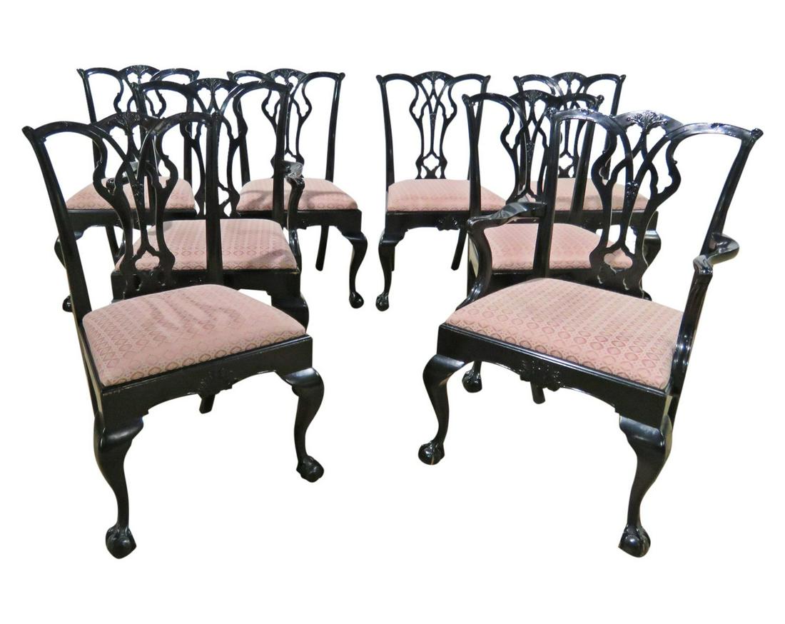 8 CHIPPENDALE STYLE EBONIZED DINING CHAIRS (1 of 20)