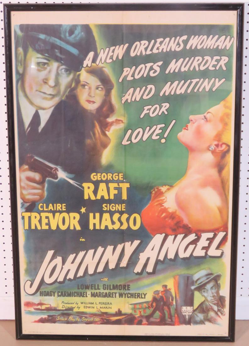 JOHNNY ANGEL ADVERTISING POSTER: Framed. 41 1/2" h x 27 1/4" w x 1" d.