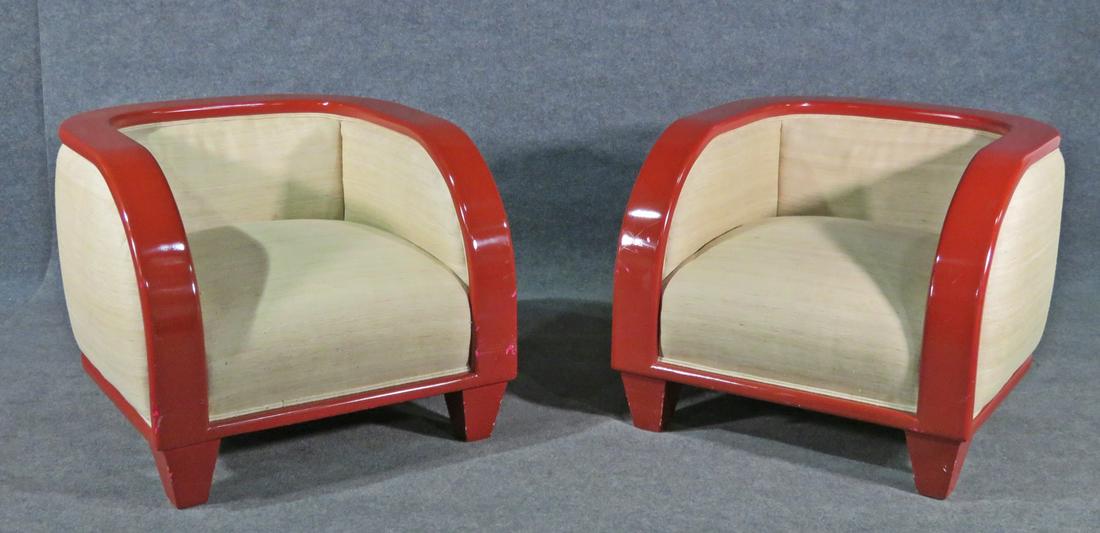 PAIR POST MODERN 80'S CLUB CHAIRS (1 of 7)