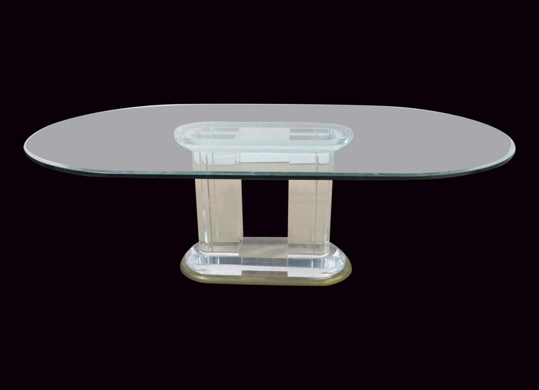AMERICAN CONTEMPORARY GLASS & CLEAR LUCITE DINING TABLE (1 of 14)