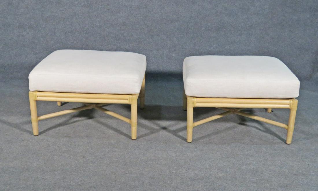 PAIR MCGUIRE BAMBOO OTTOMANS (1 of 6)