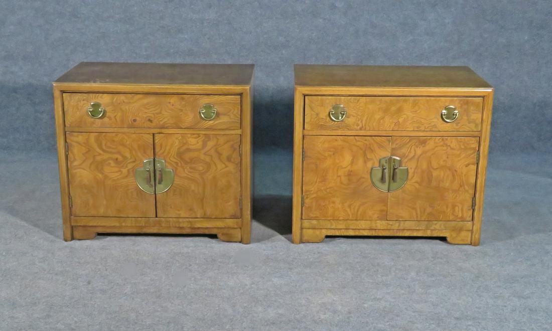 PAIR THOMASVILLE OLIVE BURL NIGHT STANDS (1 of 7)