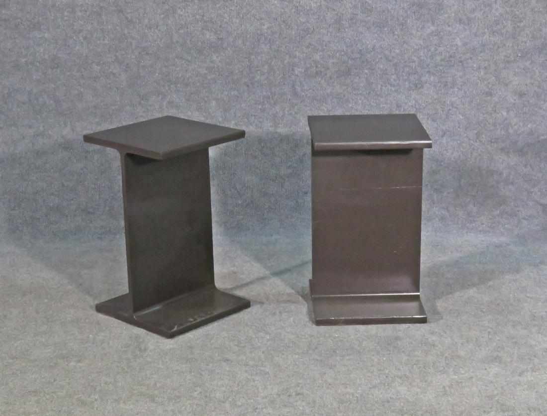 PAIR WARD BENNETT STYLE STEEL I-BEAM SIDE TABLES (1 of 5)