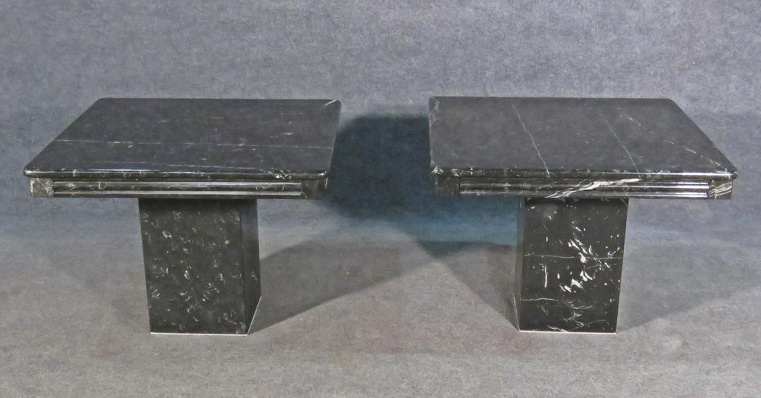 PAIR ITALIAN MARBLE SIDE TABLES (1 of 9)