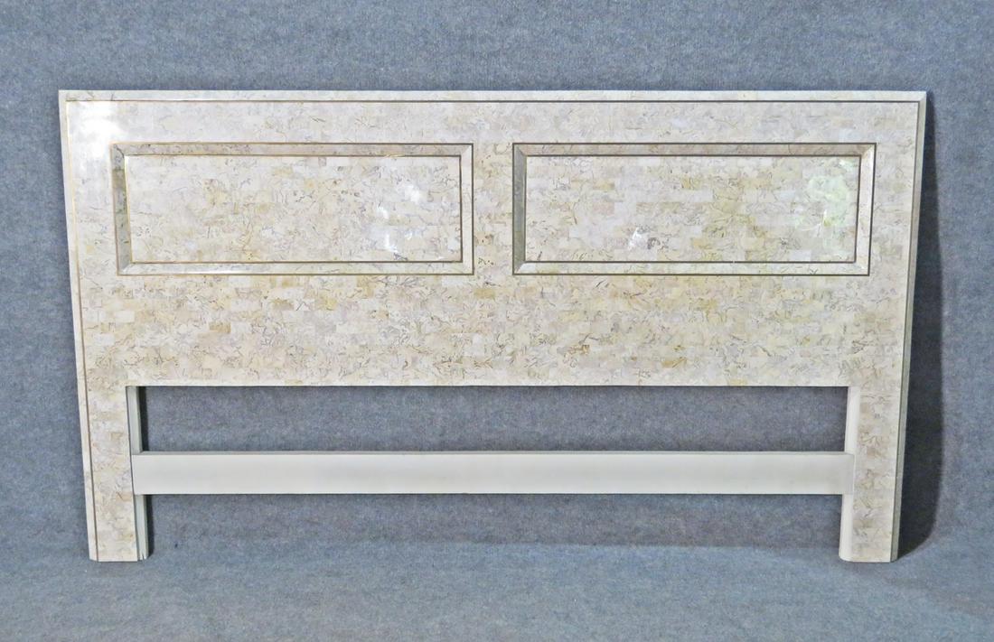 MAITLAND SMITH TESSELLATED HEADBOARD: Tessellated. Metal accents. 46" h x 81 1/2" w x 1 3/4" d.